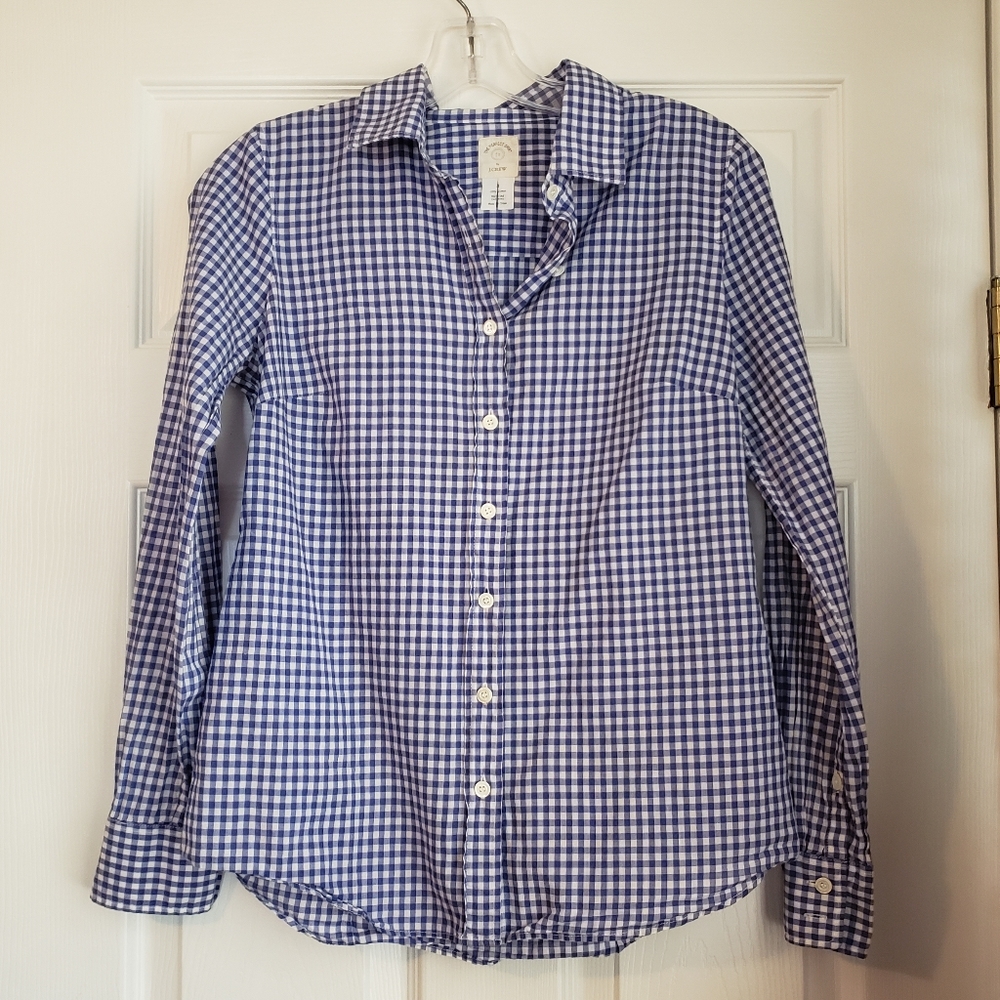 J. Crew Perfect Shirt Button Down Gingham Plaid size 2